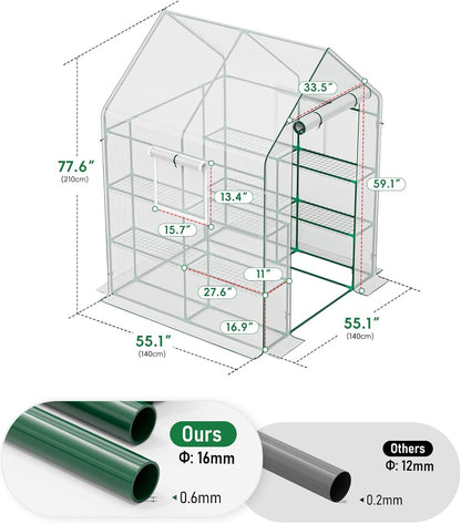 SPECILITE 56×56×78Inch Walk-in Greenhouse, Heavy Duty Small Plant House with Thicken PE Cover and Steel Frame, for Garden, Outdoors, Indoors, White