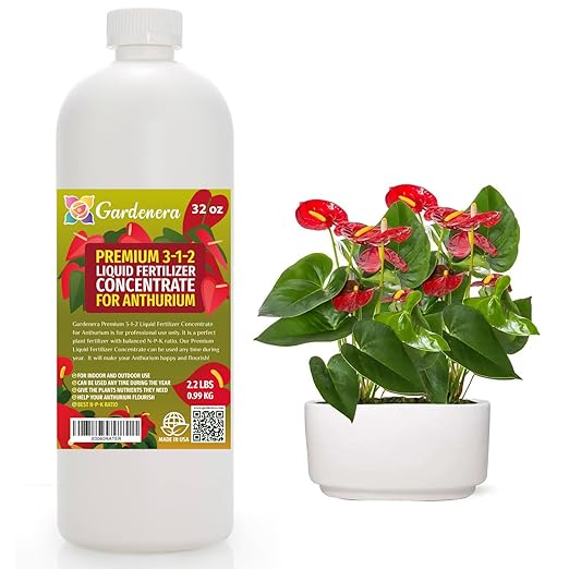 Gardenera Premium Liquid ANTHURIUM Fertilizer - 3-1-2 Concentrate for Indoor Plants and Flowers - Organic Plant Food - 32oz