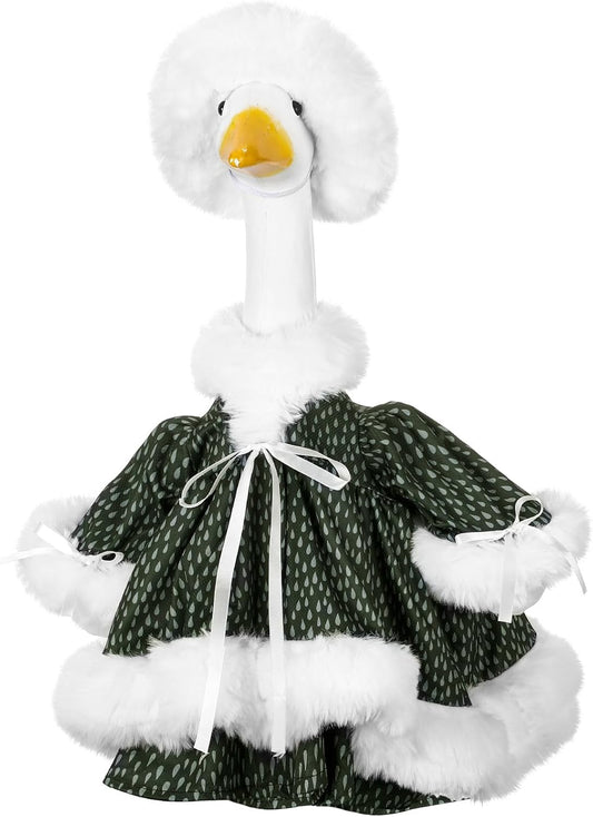 Suzile Winter Christmas Goose Outfit Dresses Clothes for 23" High Cement or Plastic Porch Goose Costume for Yard Lawn Outdoor Garden Patio Statue Xmas Santa Holiday Decor