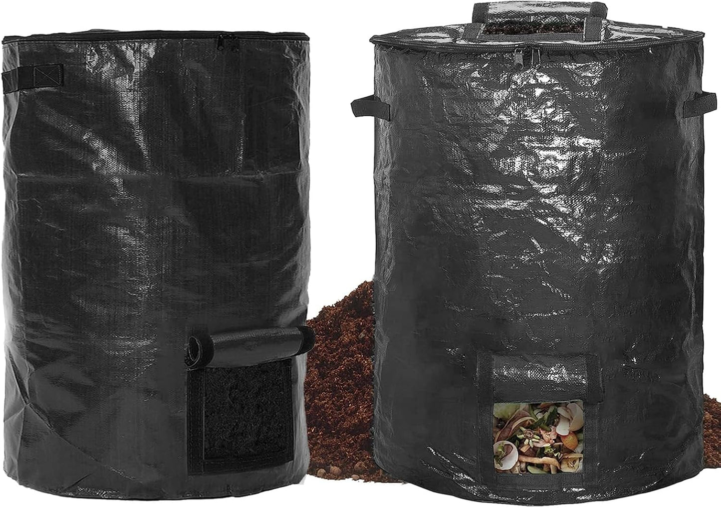 Large Compost Bin Bags,Garden Compost Bin Bags 80 Gallon(300L) Outdoor Collapsible Garden Yard Garbage Cans Fallen Leaf Bag (Black 1pc)