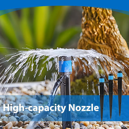 30PCS 1/4 Drip Irrigation Emitters with 6 inch Stakes - Adjustable 360 Degree Vortex Push-to-Connect Drippers for Precision Plant Watering Garden, Greenhouse Micro Irrigation Systems Kits