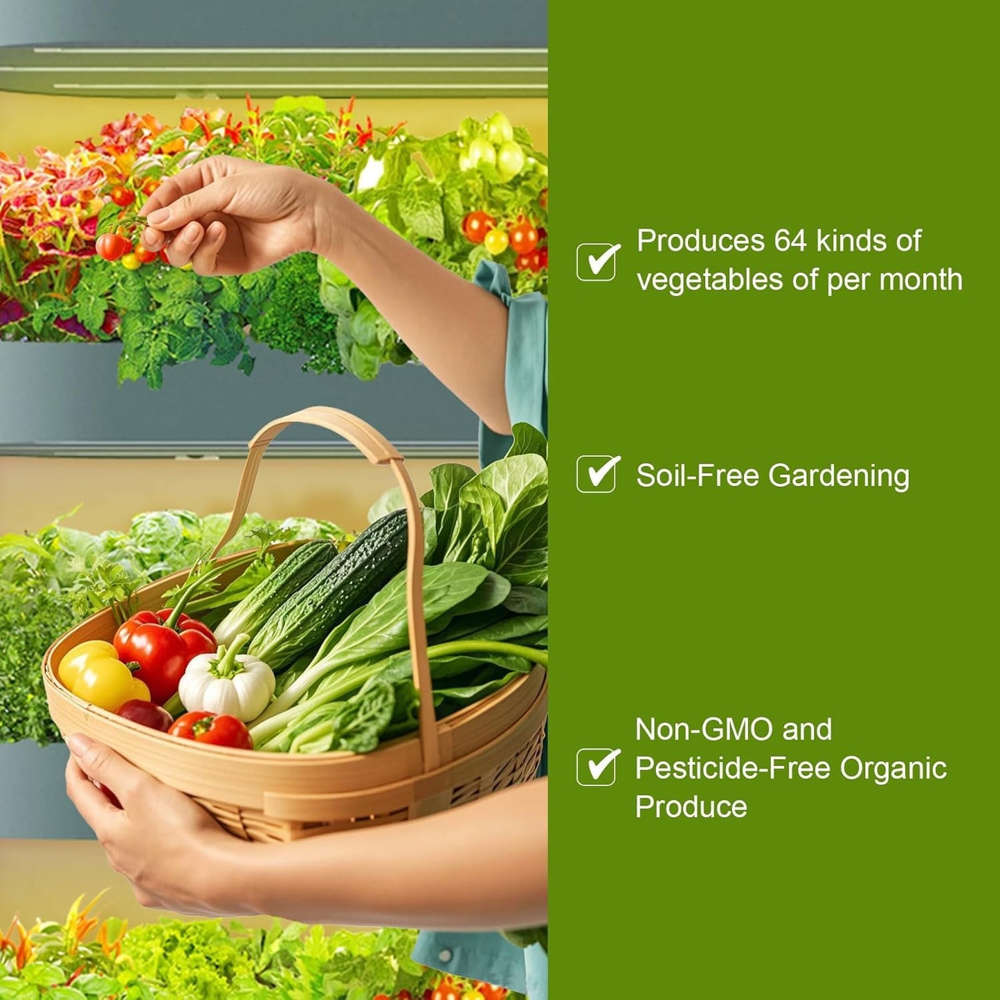 Lyfreen Smart Hydroponics Growing System Kit, 4-Tier Indoor Herb Garden with LED Grow Light & Timer, Vertical Hydroponic Tower for 64 Plants, 36L Self-Watering System for Herbs & Vegetable