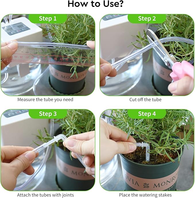 Automatic Irrigation System, DIY Automatic Drip Irrigation Kit Self Watering System with Timer, USB Power Operation & 30-Day Programming Vacation Plant Watering Devices for Indoor Potted Plants