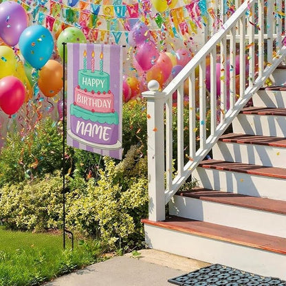 Custom Birthday Garden Flag for Outdoor Personalized Birthday Yard Flags Decor Customized Flag Add Your Own Picture/Text House Lawn Banner Double Sided Home Wall Decoration 12.5x18 28x40