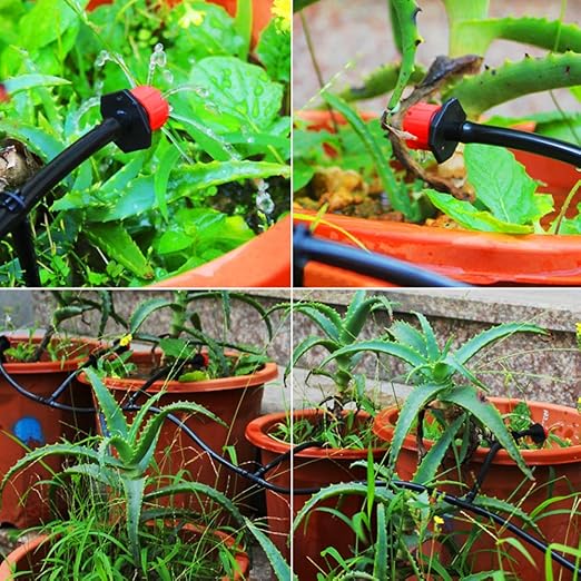 100pcs 360 Degree Adjustable Irrigation Drippers Sprinklers, 1/4 Inch Emitters Drip for Watering System by Korty