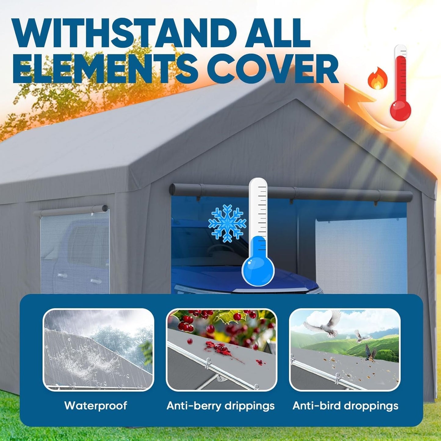 Quictent 10x20 ft Heavy Duty Carport Canopy Galvanized Car Tent Outdoor Garage Boat Shelter with Reinforced Structure with Roll-up Ventilated Windows Sidewall - Gray