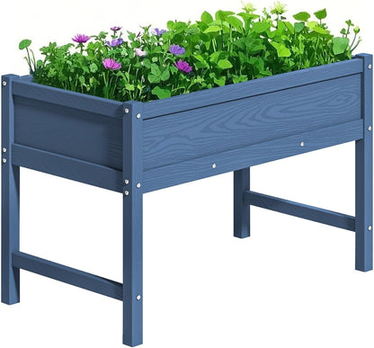 Raised Garden Bed Outdoor with Legs,HDPE Elevated Planter Box Rot-Resistant and Non-Cracking,Raised Beds for Gardening for Backyard, Patio, Balcony, 300lb Capacity Navy
