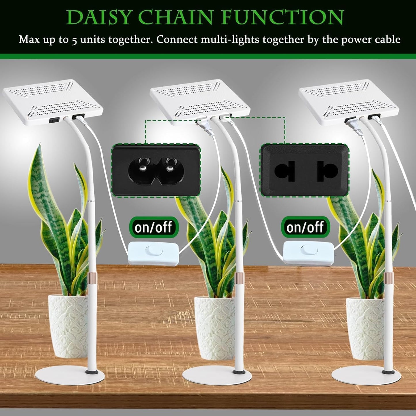 Tabletop Grow Light for Seed Starting, 25 Watt Brightest Bonsai Plant Light, Adjustable Height 16"-24" Desk Grow Lights for All Indoor Plants, Daisy Chain Function, On/Off Switch