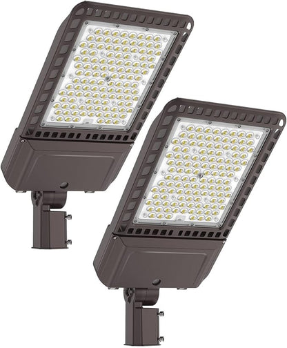 Led Parking Lot Lights Outdoor 400W 60,000LM Slip Fitter Street Pole Light with Dusk-to-Dawn Photocell 100-277V IP65 Waterproof 5000K Commercial Area Lighting for Parking Lot, Roadways 2Pack