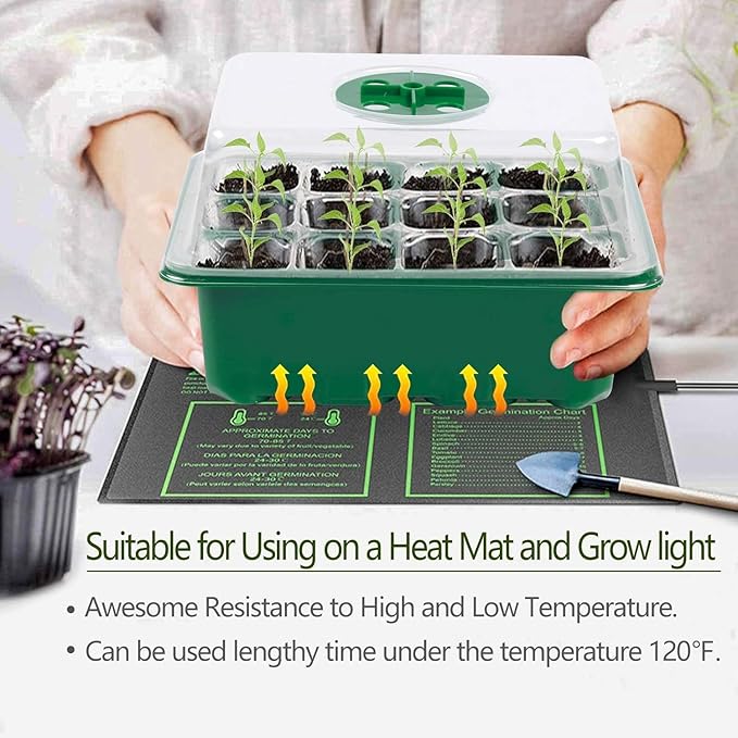 Seed Starter Tray, 6 Set Seedling Kits with Adjustable Humidity Dome, Plant Starter Kit for Seeds Growing Starting (12 Cells per Tray)