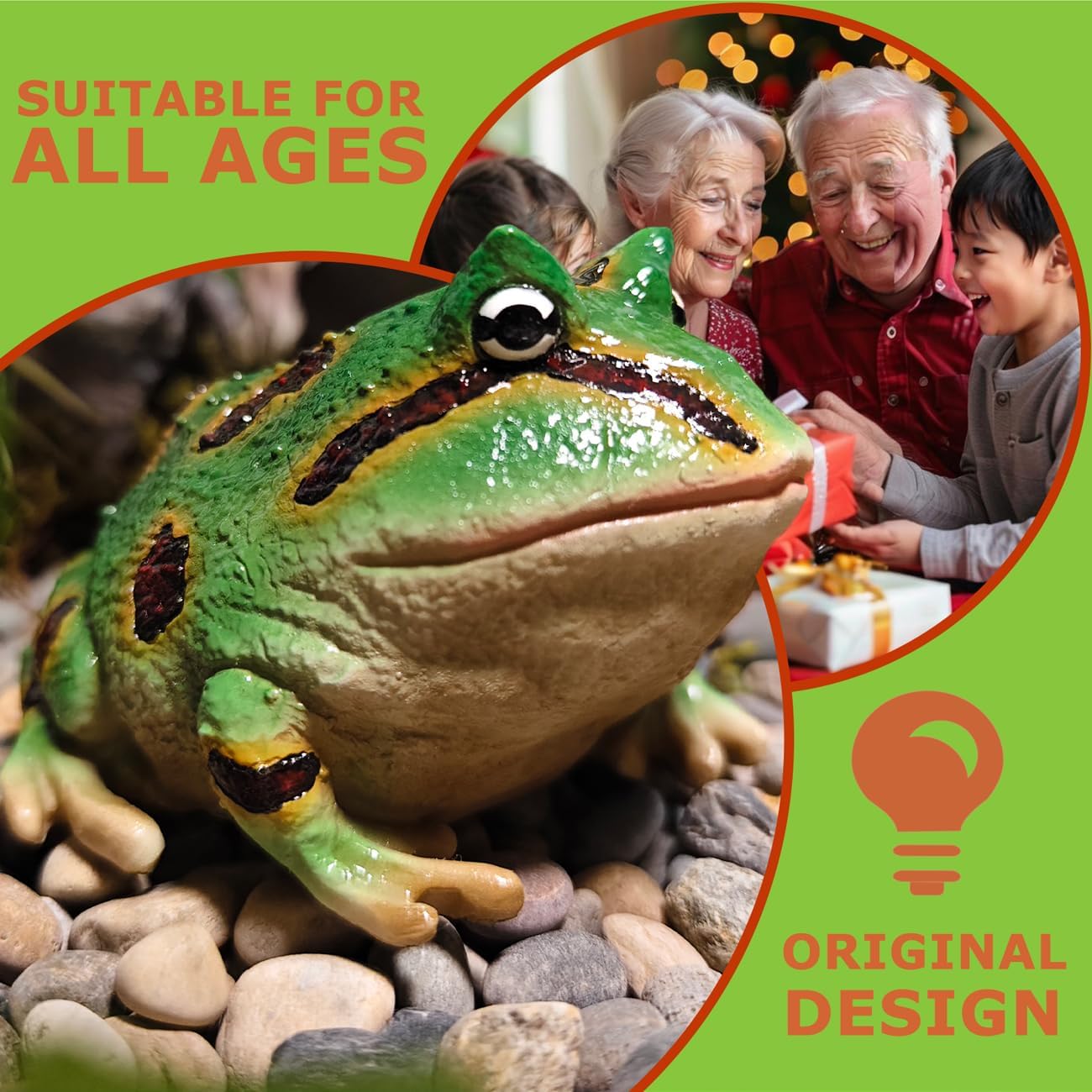 Sunthus Frog Toad Sculptures Garden Statues Yard Art Resin Decorations Outdoor Decor (Green, Standard)