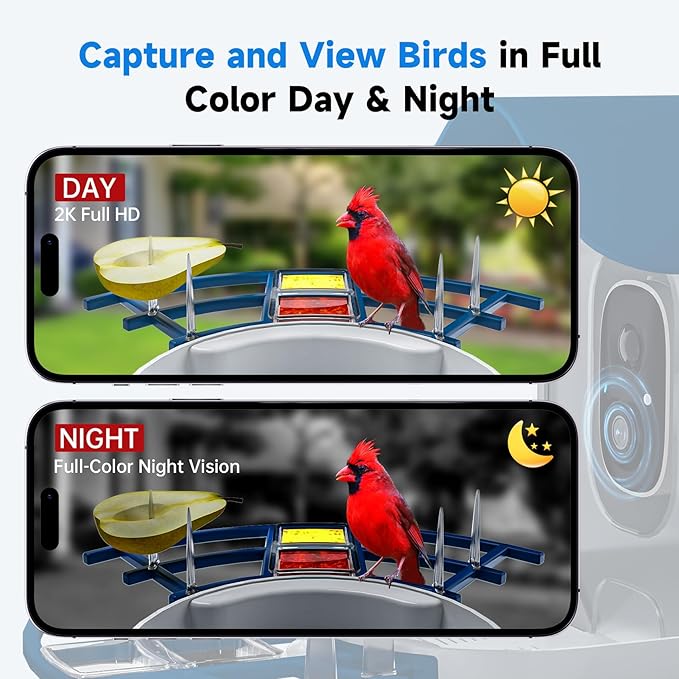 Smart Bird Feeder with Camera, 2K HD AI Identify Birds Species, Bir d Watching Camera with Solar Panel, Auto Capture Bird Videos & Instant Notifications, Ideal Present for Bir d Lover,Dark Blue