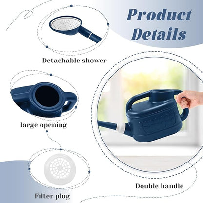 Watering Can for Indoor & Outdoor Plants, Plant Watering Can with Stainless Steel Shower Head, 1 Gallon Plastic Water Can for Garden, Flowers, Vegetable, Greenhouse (AlpineGreen)