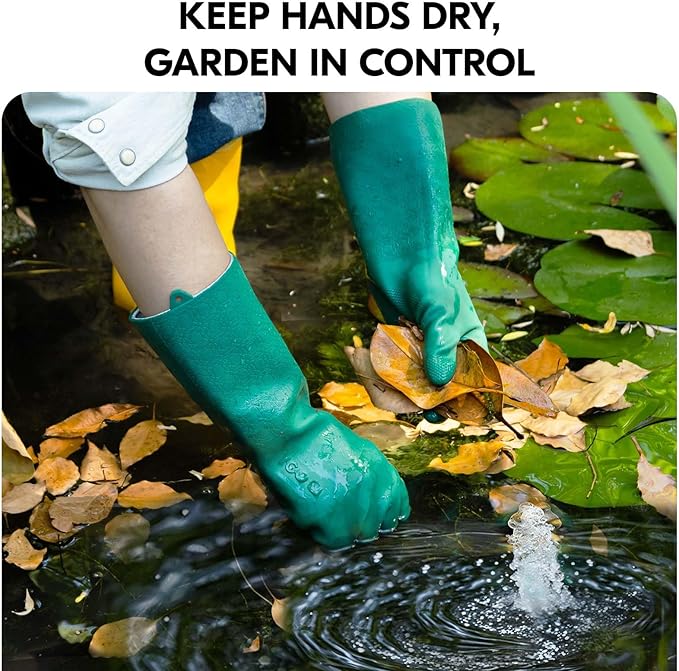 Vgo... Extra Long Gardening Gloves,Double-layer,Waterproof,Slip-Resistant,Chemical-Resistant Glove for Gardening,Outdoor Work(TP1117)