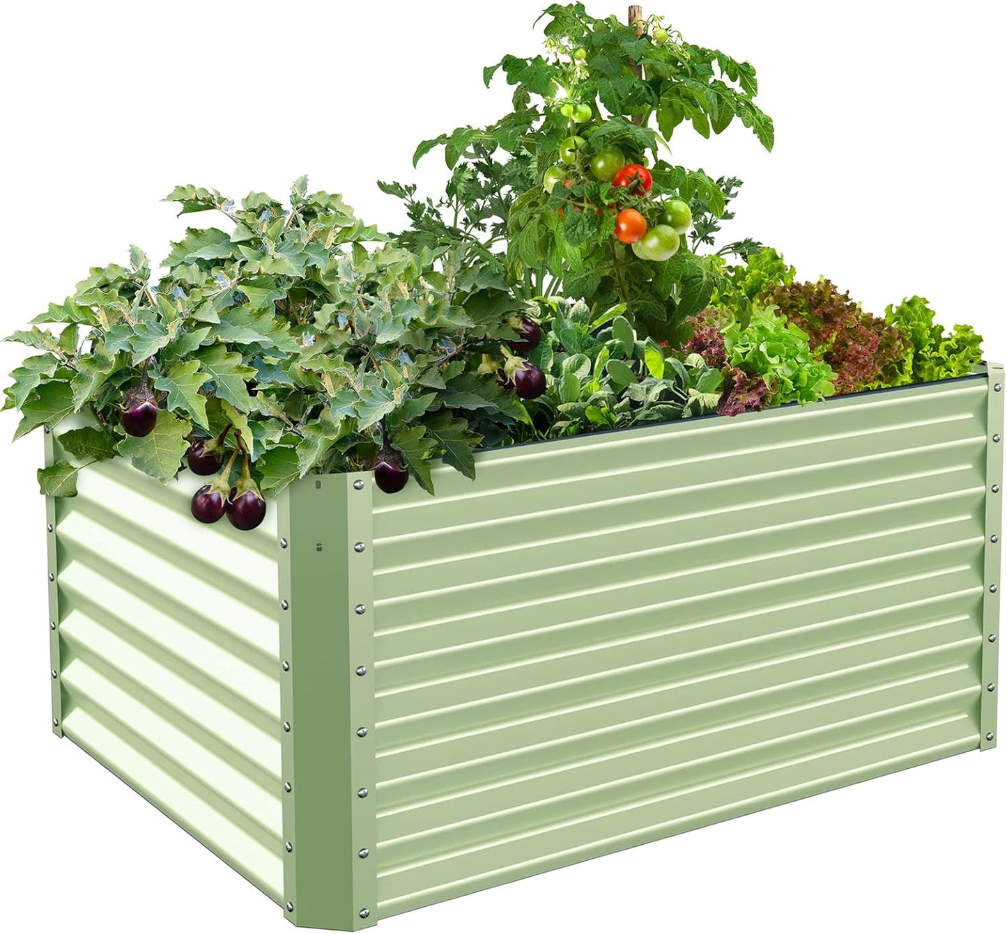 Galvanized Raised Garden Bed Box Outdoor 24" Tall Raised Garden Beds Outdoor Garden Planter Raised Beds for Gardening Outdoor Raised Metal Raised Garden Beds for Vegetables 48"X36"X24", Sage Green