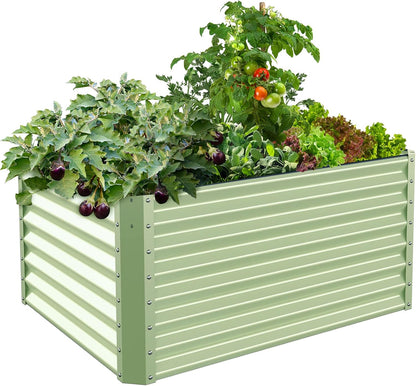 Galvanized Raised Garden Bed Box Outdoor 24" Tall Raised Garden Beds Outdoor Garden Planter Raised Beds for Gardening Outdoor Raised Metal Raised Garden Beds for Vegetables 48"X36"X24", Sage Green
