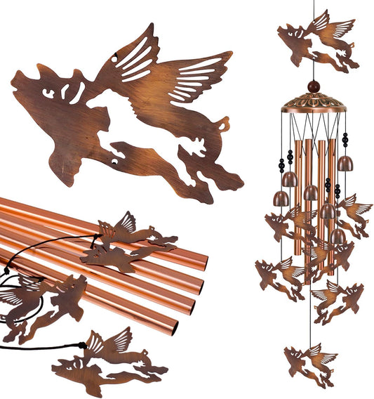 Outdoor Wind Chimes Decor, Flying Pigs Wind Chimes for Home, Patio, Porch, Lawn, Indoor, Garden Decoration, Mobile Wind Catcher, Music Wind Bells, Memorial Gifts, Festival Gifts for Mom/Grandma/Woman