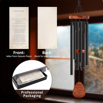 Memorial Gifts for Loss of Brother,Memorial Wind Chimes 25'', Loss of Brother Sympathy Gifts, Home Decor Outdoor Garden, Soothing Melodic Tones with Mute Option