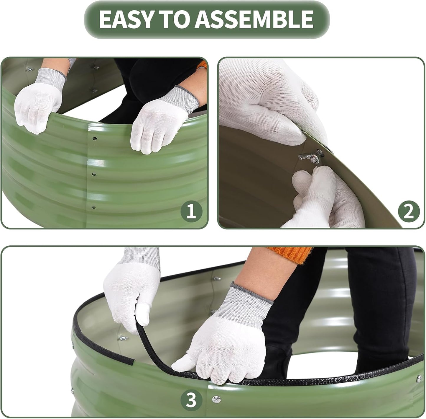 1MORE Galvanized Raised Garden Bed- Planter Garden Boxes Outdoor, Raised Beds for Gardening, 4x2x1ft Metal Garden Bed Kit for Vegetables Flower, Planter Raised Beds with Tools.Green