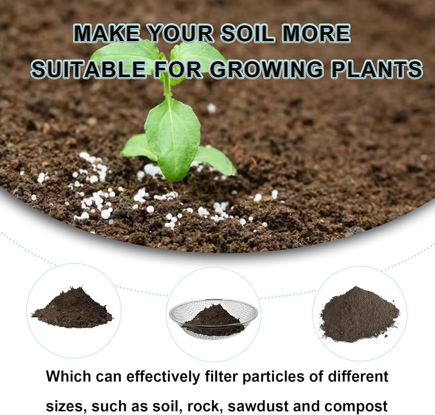 2PCS Soil Sifter for Gardening, Rock Sifter for 5gallon,Compost Sifter Dirt Sifter,Captures Dirt Rocks Sawdust