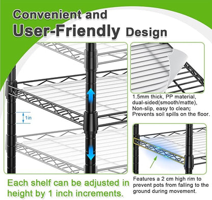 Abimars 5-Tier Greenhouse with Caster Wheel, Each Shelf Height Adjustable Metal Plant Shelf with PVC Cover for Seed Starting Trays, Seedling Pots, Plant Pots, 13x29x73inch