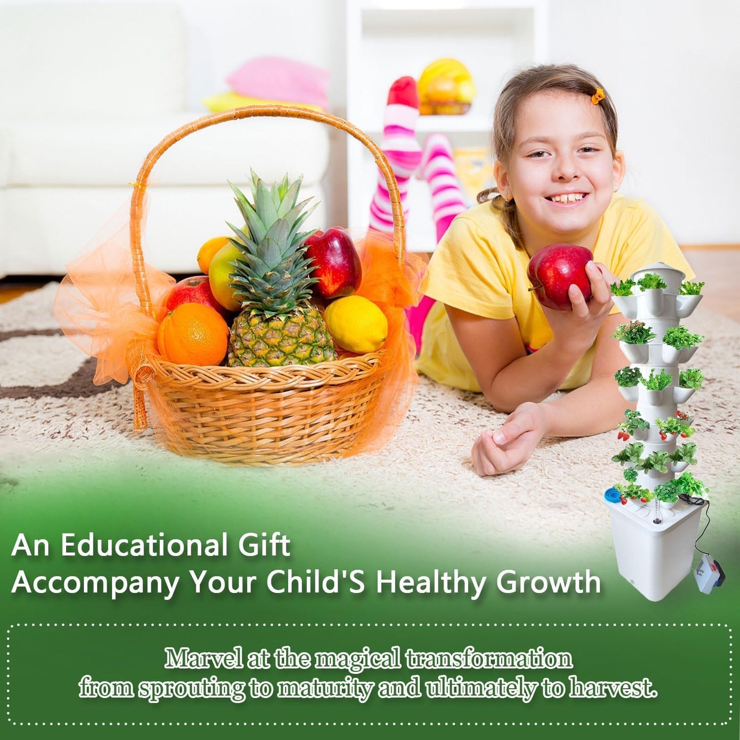 6 Layer 30 Pots Vertical Hydroponic Tower System, Hydroponic Grow Tower Kit with Water Pump & Timer Including & Smart Plug, for Vegetable Herb Fruit, Gardening Lover Plants Grow Kit Tower