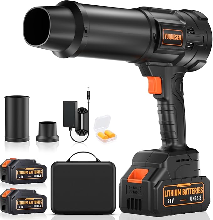 990,000 RPM Cordless Leaf Blower - 21V Electric Handheld Leaf Blower with 2×4.0Ah Batteries & Fast Charger - Lightweight for Patio, Lawn, Yard, Deck Cleaning