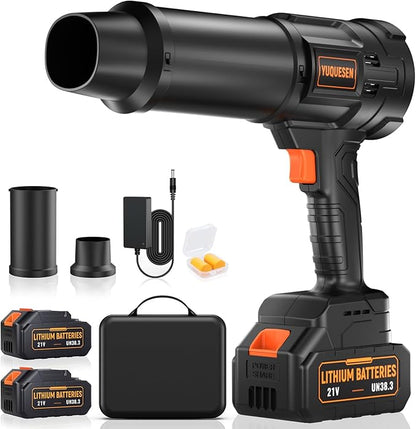 990,000 RPM Cordless Leaf Blower - 21V Electric Handheld Leaf Blower with 2×4.0Ah Batteries & Fast Charger - Lightweight for Patio, Lawn, Yard, Deck Cleaning