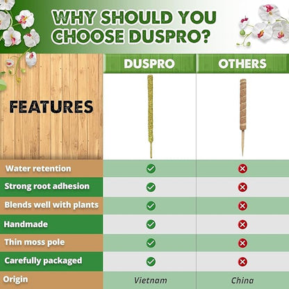 DUSPRO 52'' Forest Moss Pole for Plants, Forest Tall Moss Poles for Climbing Plants Monstera, Sphagnum Moss Stick for Monstera Plant Support, Handmade Plant Stakes for Indoor Plants Grow Upwards