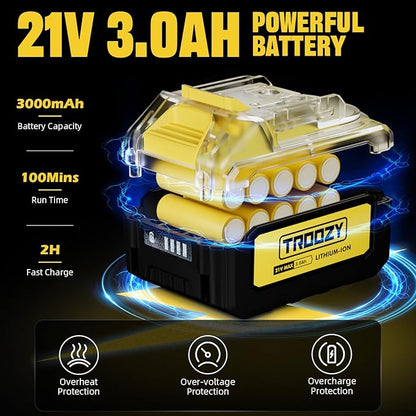 Cordless Pole Saw & Mini Chainsaw 2-IN-1, 21V 3Ah Battery Powered 6 Inch Brushless Electric Rotatable Pole Saw, 15-Foot Max Reach & Multi-Angle for Tree Branches Pruning, Wood Cutting