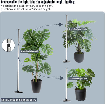GLOWRIUM Grow Lights for Indoor Plants, 30W Vertical Plant Grow Lights with Auto-Timer, Full Spectrum LED Standing Plant Grow Light, 3 Light Modes, 6-Level Dimmable (45in)