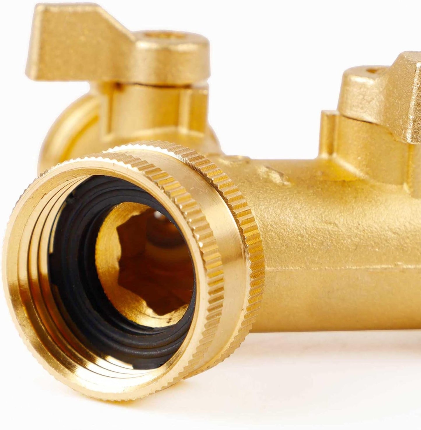 Triumpeek Brass Garden Hose Splitter, 3/4 Inch 2-Way Y Brass Hose Connector with O-ring Washers & Tape