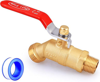 UNWAVER Garden Hose Full Flow Faucets Heavy Brass Bibb 1/2" Male NPT Inlet Connection with 3/4" Male GHT Water Hose Outlet (1/2 Inlet Long Handle 1PCS)