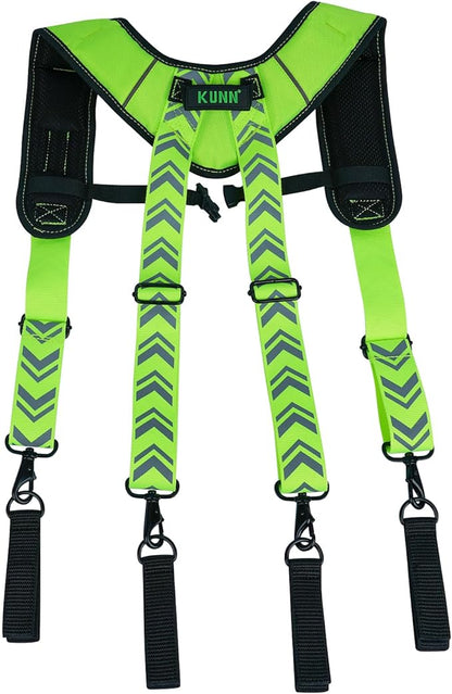 KUNN Tool Belt Suspenders Reflective - Heavy Duty Construction Reflective Safety Suspenders for Carpenter Electrician