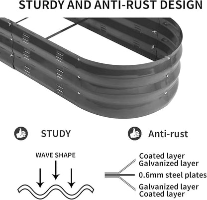 GADI Raised Garden Bed Kit for Vegetables Flower Galvanized Metal Planter Boxs Designed for Easy DIY and Cleaning Not Twist Or Rot (Color B-Grey)