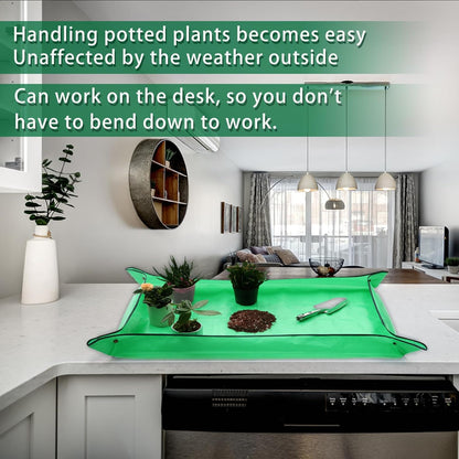 Plant Repotting Mat,Extra Large Waterproof Potting Mats,Foldable Potting Mat for Indoor Plant Transplanting and Dirt Control,Portable Gardening Mats for Repotting(43''*30'',Green)