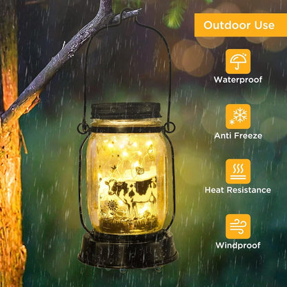 Cow Gifts for Women/Men Cow Lovers Solar Lantern Mom Birthday, Mothers Day, Christmas Gifts, Solar Garden Decoration Outside for Yard, Patio,Backyard,Porch, Torches