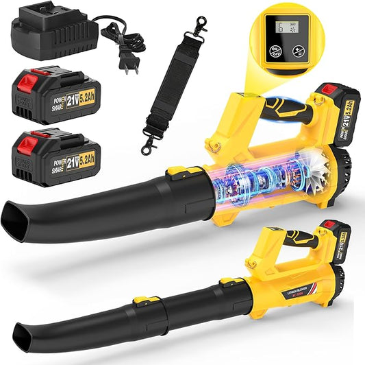 2025 New Leaf Blower, Leaf Blowers Cordless with Battery and Charger 21V 5.2Ah Battery × 2, Battery Life 50~130 Minutes, Wind Speed 150 MPH, 500 CFM blowers for Lawn Care & Garden