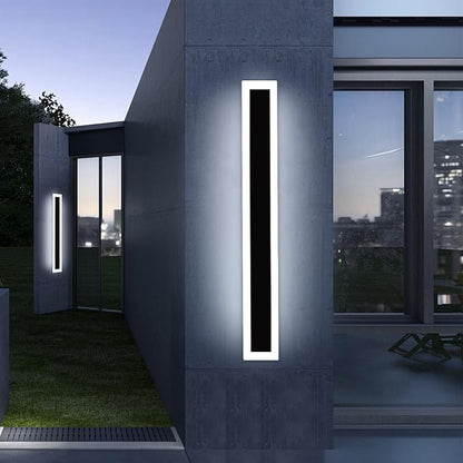 Upgrade Widened 2 Pack Long Outdoor Modern LED Wall Light, 47.2inch Large Black Wall Sconce, 3 Color 3000K/4500K/6000K, IP65 Waterproof, 41W, Exterior Lighting Fixture for House, Fence, Yard, Patio
