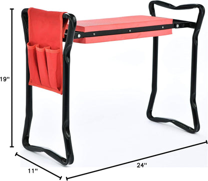 TABOR TOOLS TR2A Garden Kneeler and Seat Bench with Tool Bag Pouch and Foam Pad Cushion, Workseat with Kneeling Bench Option, Light Weight Foldable Stool, Portable Outdoor Kneeler for Gardening.
