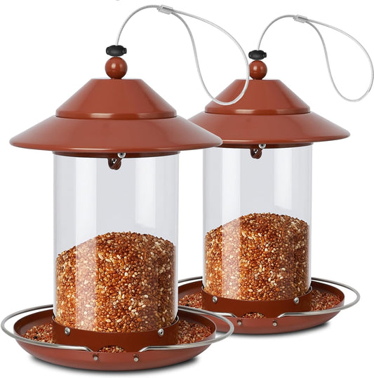 Metal Bird Feeder for Outdoors – 2.4LB Hanging Bird Feeder with 360-degree, Weatherproof & Rust-Resistant, Easy to Fill & Clean for Wild Bird Feeders in Backyard & Garden(2pcs)