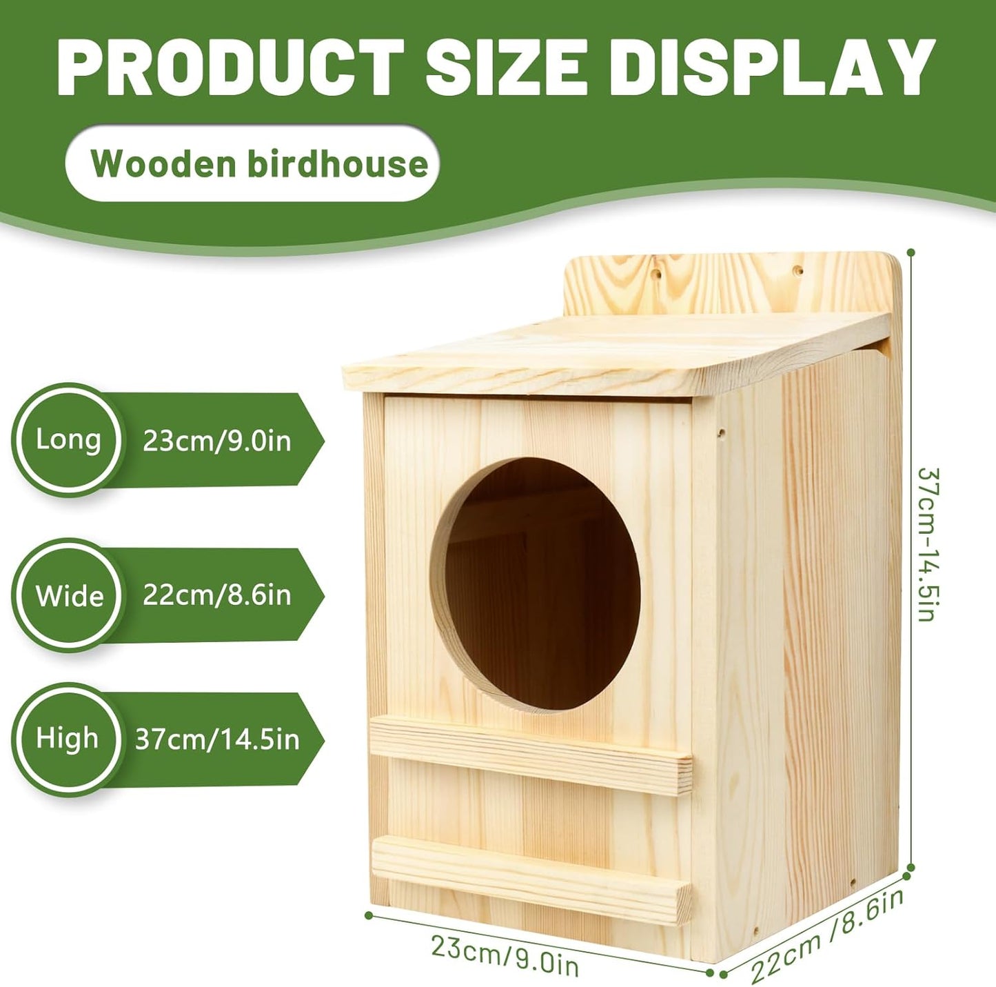 Premium Cedar Owl House Outdoor - Handcrafted Large Owl Nesting Box, Perfect for Barn Owls, Screech Owls, and Backyard Birds (14.5" x 9" x 8.6")