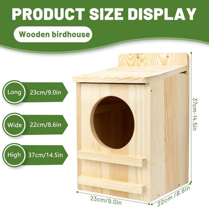 Premium Cedar Owl House Outdoor - Handcrafted Large Owl Nesting Box, Perfect for Barn Owls, Screech Owls, and Backyard Birds (14.5" x 9" x 8.6")