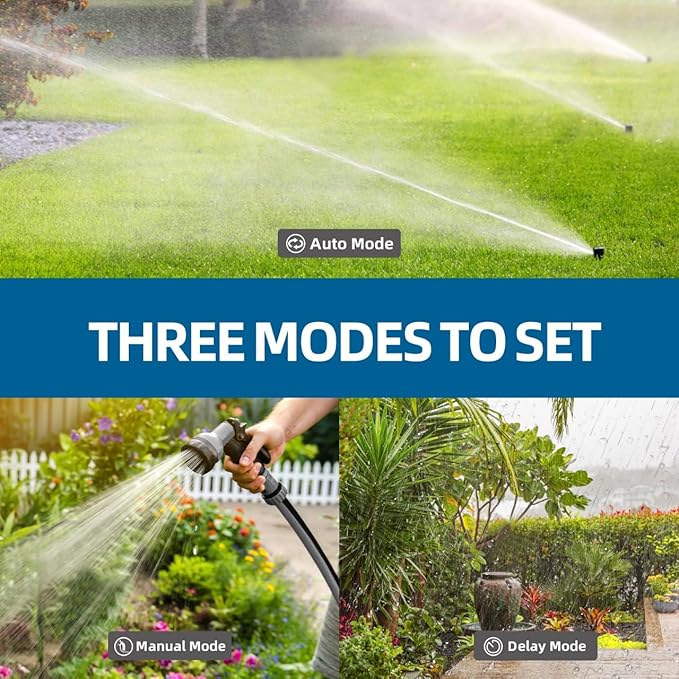 TiFFCOFiO Sprinkler Timer Outdoor, Digital Pogrammable for Garden Hose, Irrigrtion Timer with Rain Delay and Manual Mode (2 Packs)