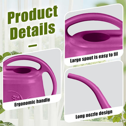 Plastic Watering Can - for Home Plant Garden - 1/2 Gallon - Rose Red