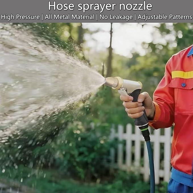 Heavy Duty High Pressure Garden Hose Nozzle, adjustable spraying mode Metal Water Hose Nozzle for Car Washing, Yard Plant Watering, Pets & Windows