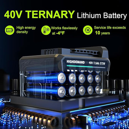 Leaf Blower Cordless with Battery - 40V Powerful Electric Leaf Blower, 600CFM &180MPH and Variable-Speed with 7.5Ah Battery and Charger for Lawn Care, Patio, Dust, Blowing Leaves (Grey)