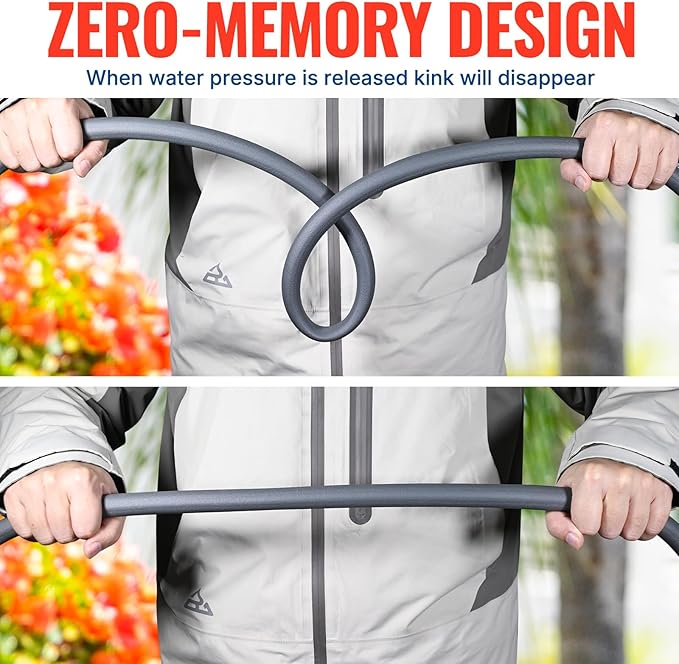 YAMATIC Heavy Duty Garden Hose 5/8 in x 30 ft with Swivel Handle, Super Flexible Water Hose, All-weather, Lightweight, Burst 600 PSI, Grey