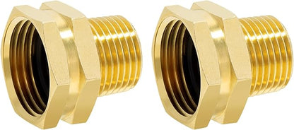 TAROSE 2 Pack Brass Garden Hose Adapter, 3/4” GHT Female x 1/2” NPT Male Connector, GHT to NPT Adapter Brass Hose Fitting,Brass Garden Hose to Pipe Fittings Connect