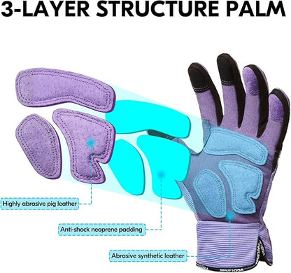 Vgo... Gardening Gloves Ladies,Safety Work Gloves,Touchscreen(Size L,Purple,SL7471)